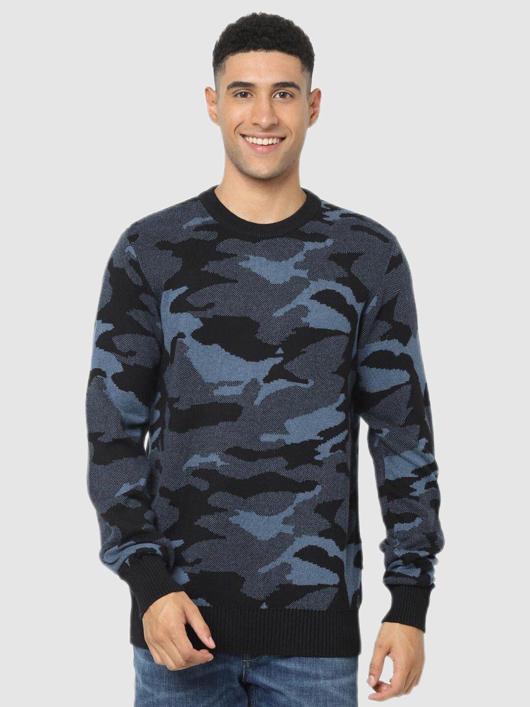 celio men black & grey printed pullover