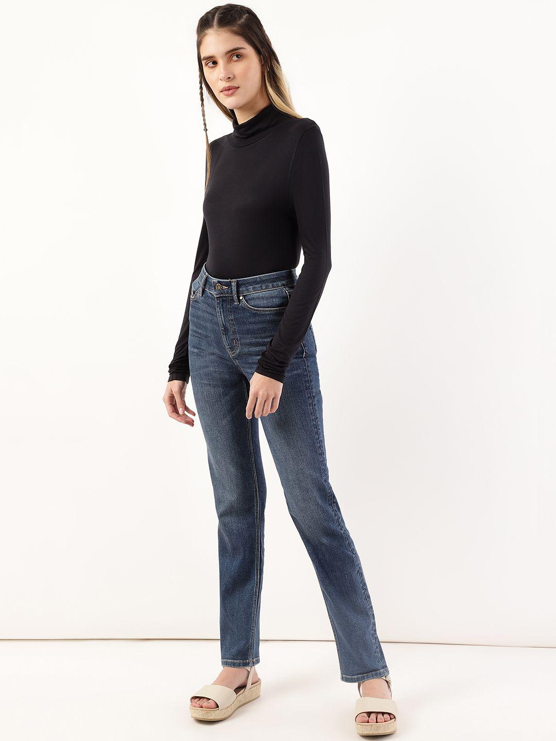 marks & spencer women blue high-rise jeans