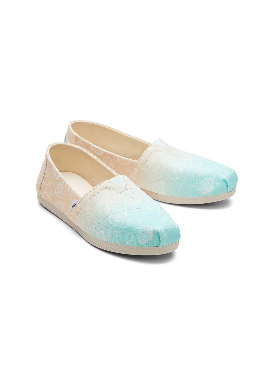 toms women teal ombre printed alpargata cloudbound slip-on sneakers