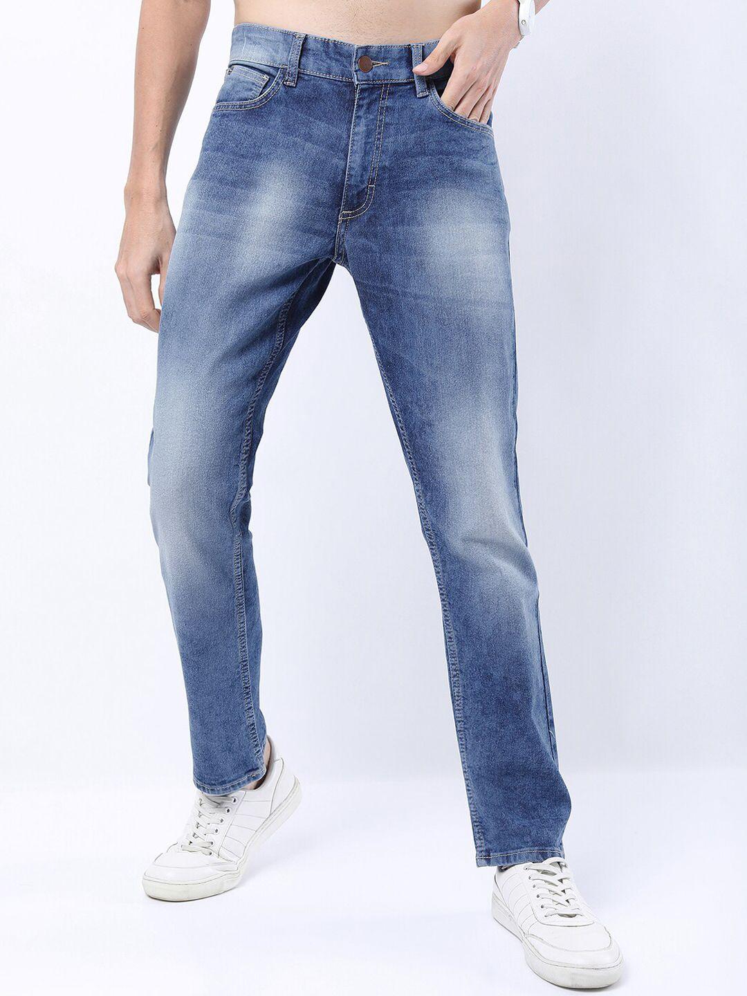 ketch men blue straight fit heavy fade stretchable jeans