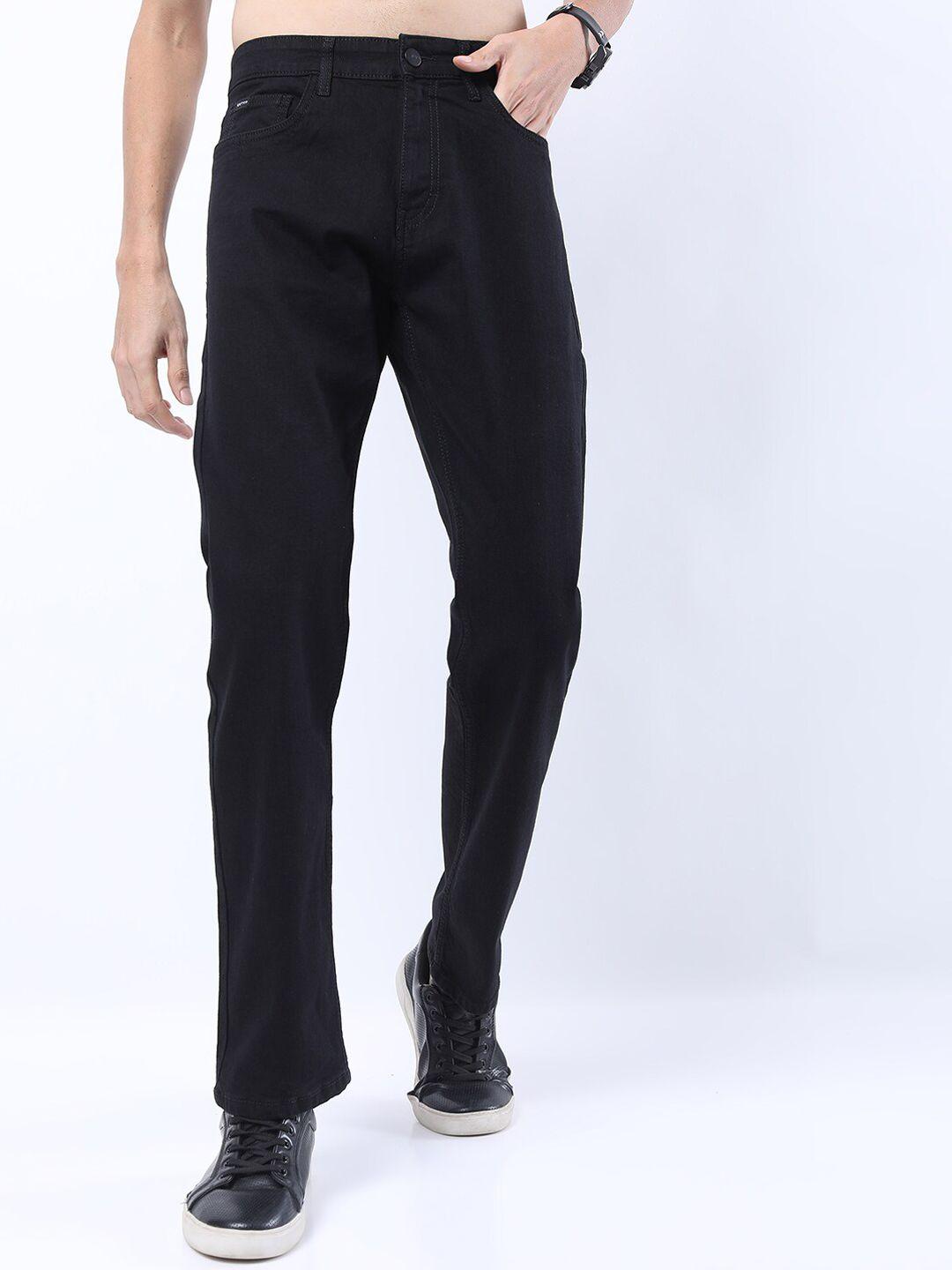 ketch men black straight fit stretchable jeans