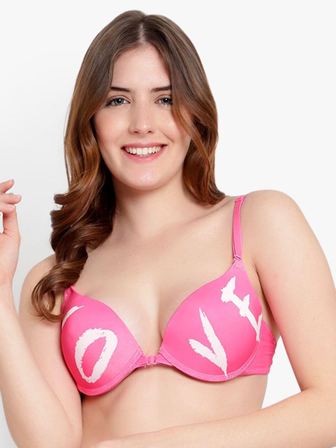 brachy pink padded underwired push up bra