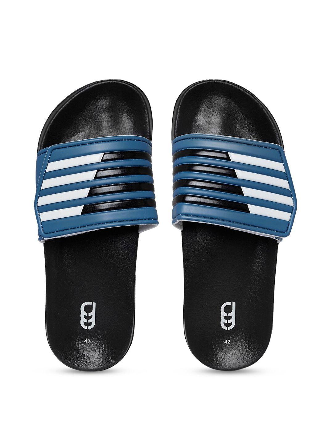 ajile by pantaloons men blue & white striped sliders