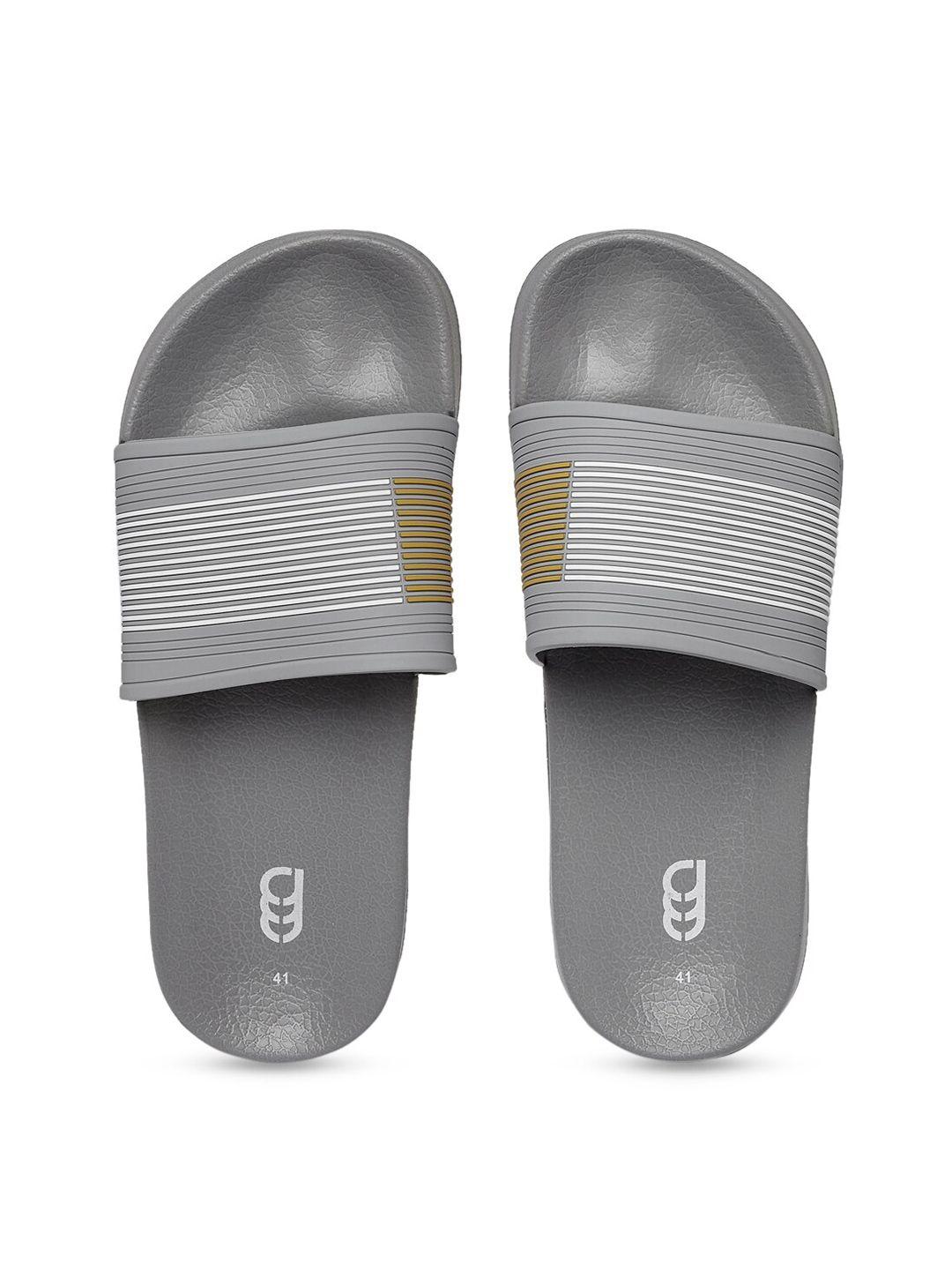 ajile by pantaloons men grey & white striped sliders