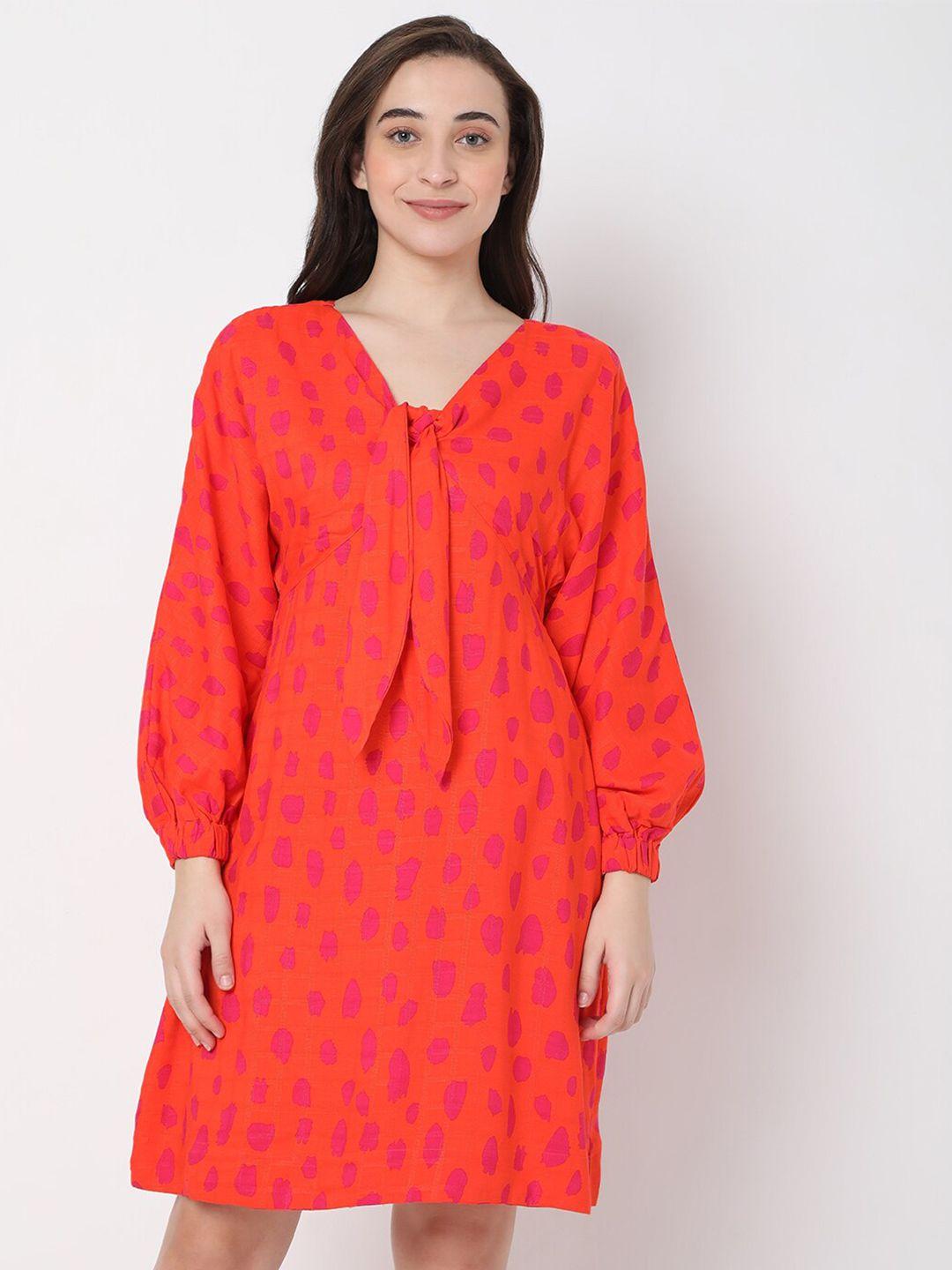 vero moda orange floral sheath dress