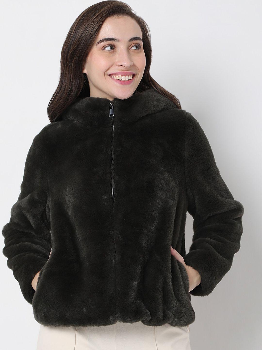 vero moda women black faux fur tailored jacket