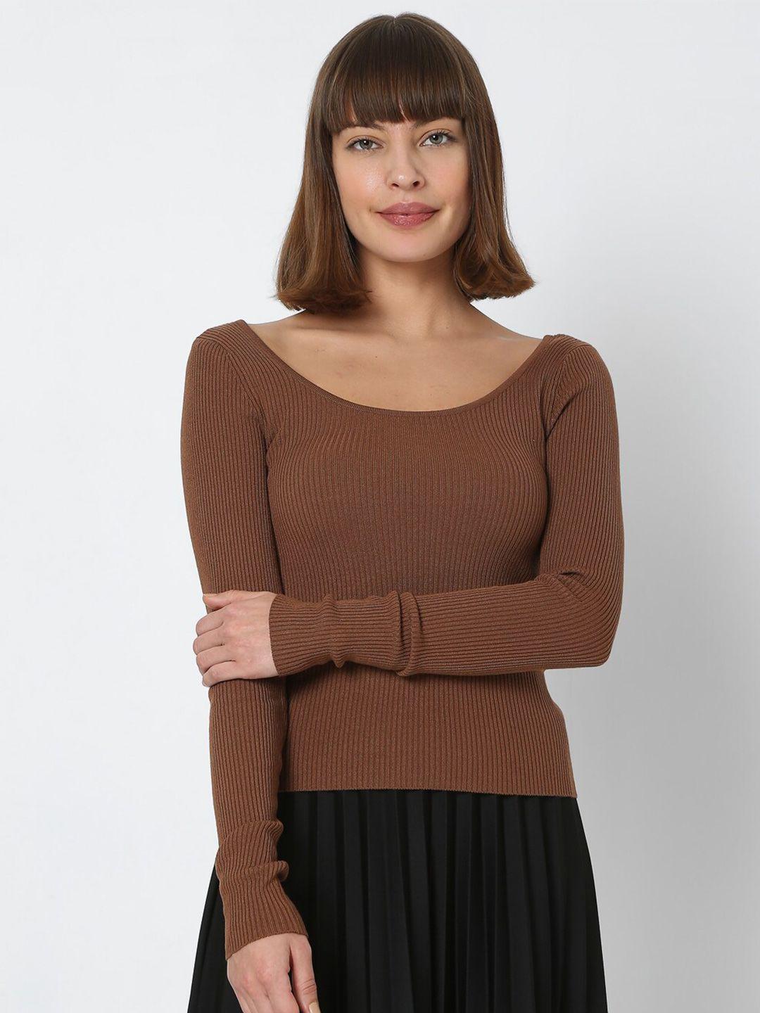 vero moda brown solid regular top