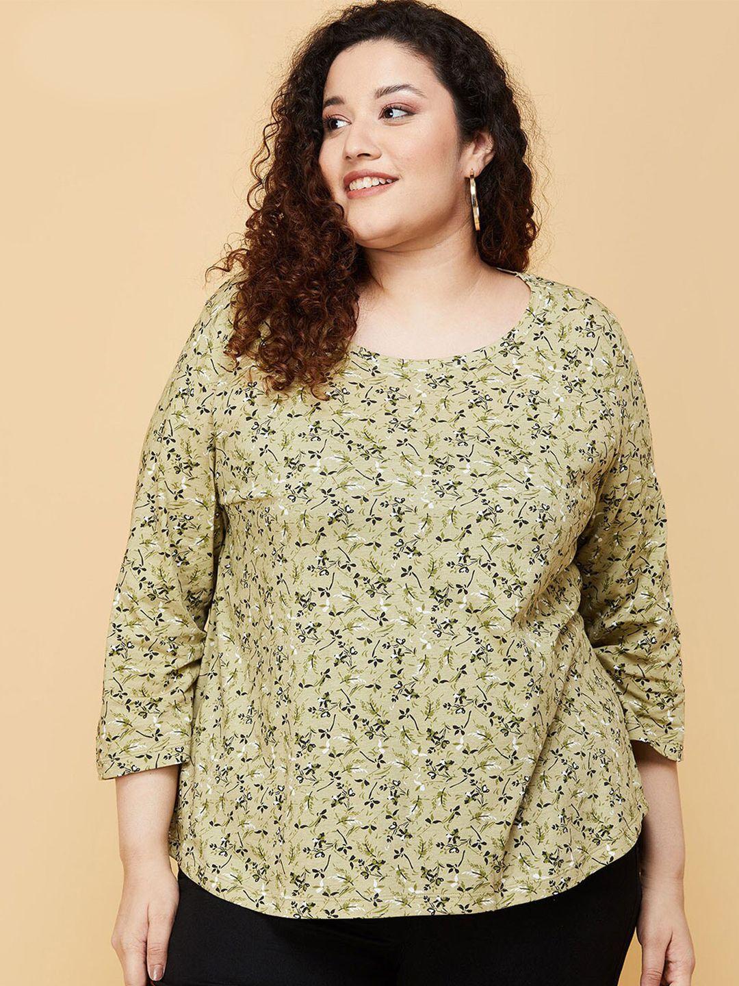 max women green floral plus size t-shirt