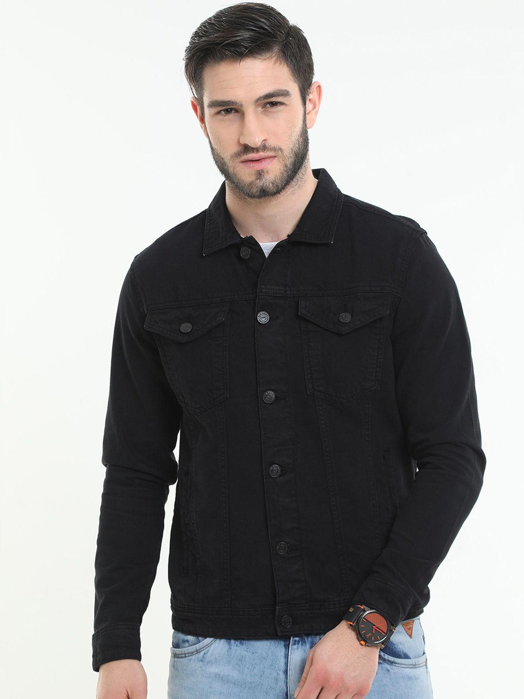 old grey men black denim jacket