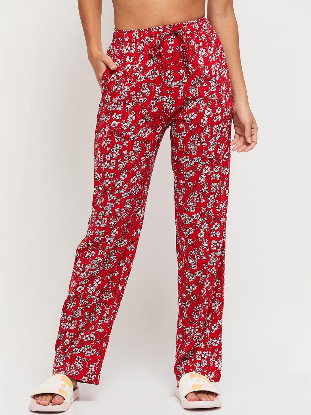 max women red printed lounge pants