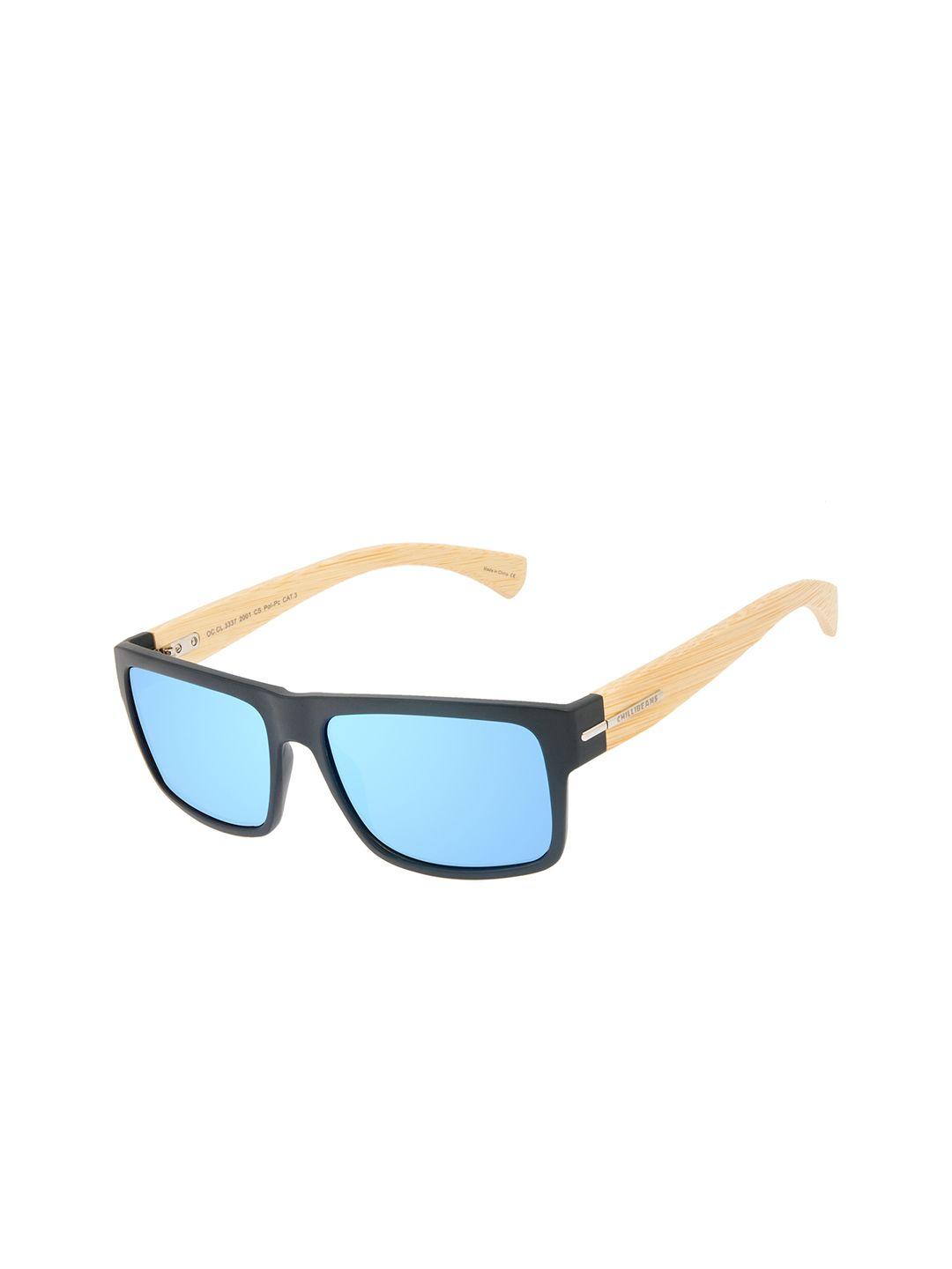 chilli beans men blue lens & black square sunglasses with uv protected lens-occl33372001