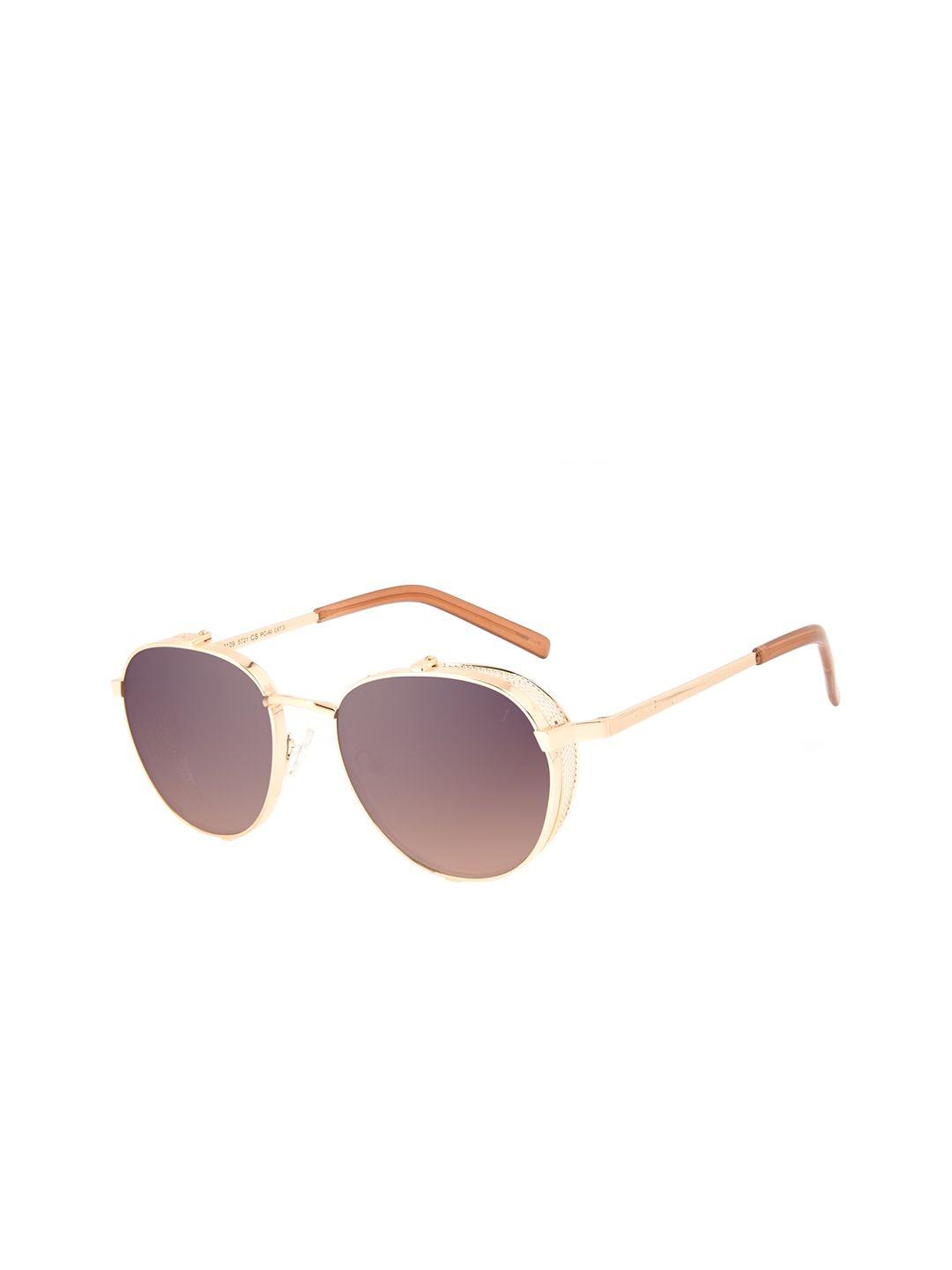 chilli beans unisex bronze lens & gold-toned round sunglasses with uv protected lens