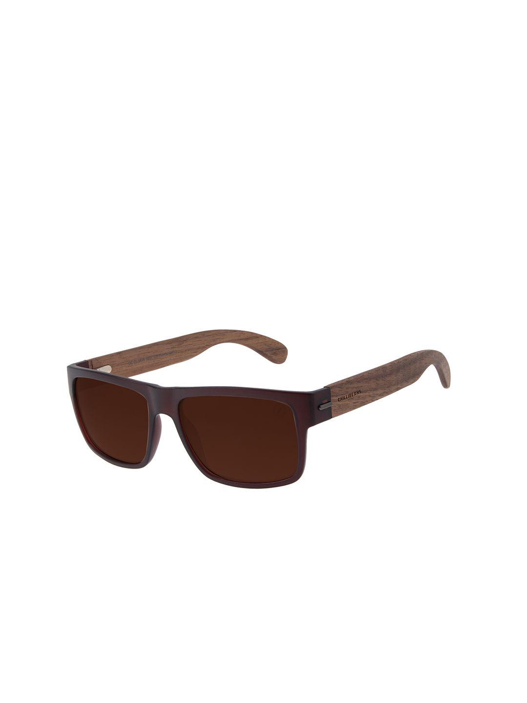 chilli beans men brown lens & black square sunglasses with uv protected lens occl34140201