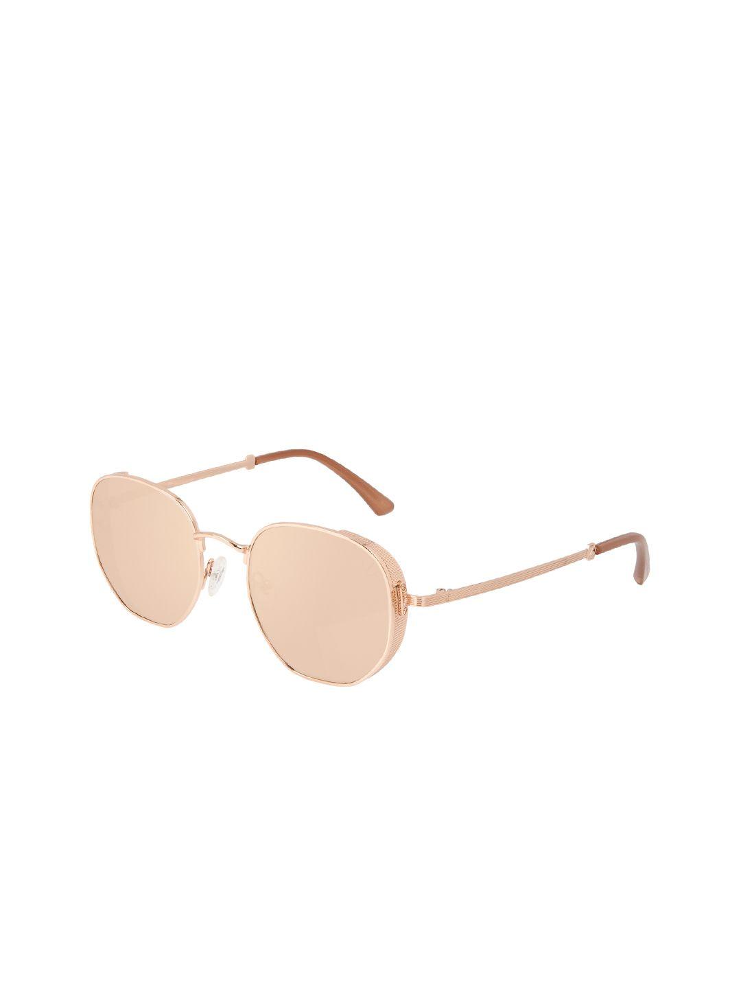 chilli beans unisex beige & rose gold-toned round sunglasses with uv protected lens