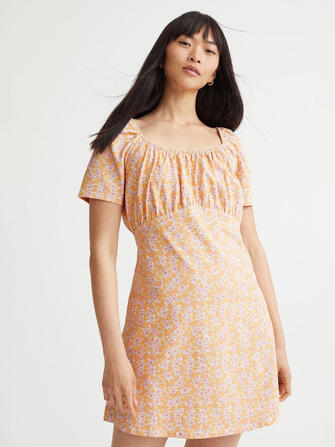 h&m multicoloured & orange jersey dress