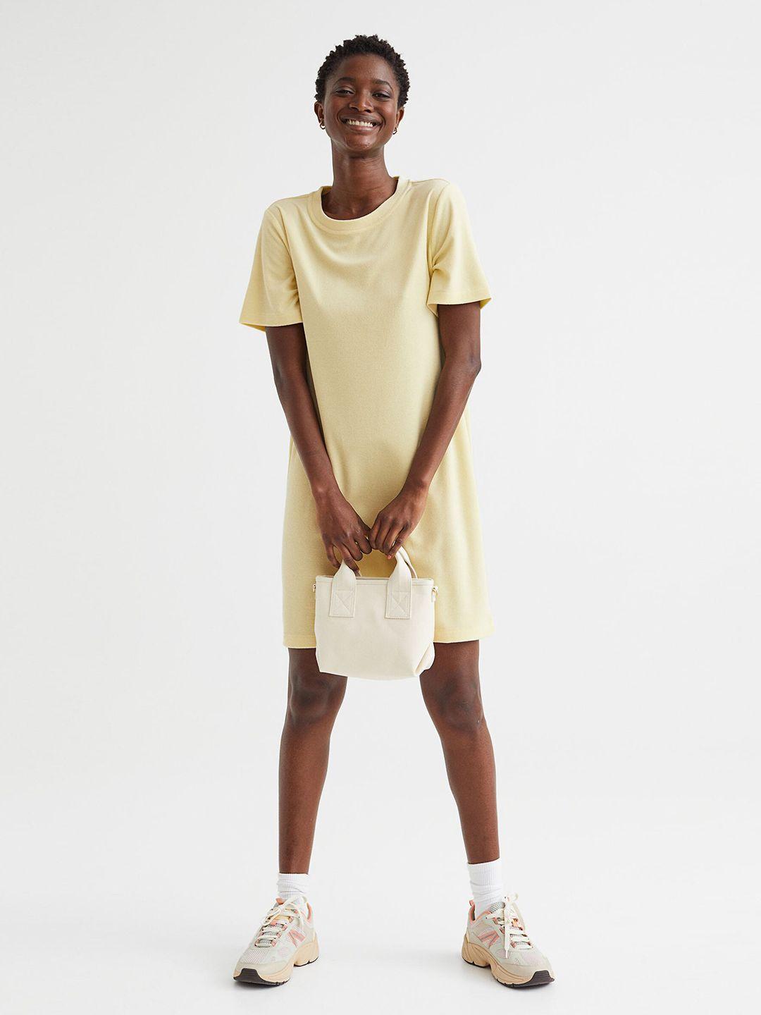 h&m yellow terry t-shirt dress