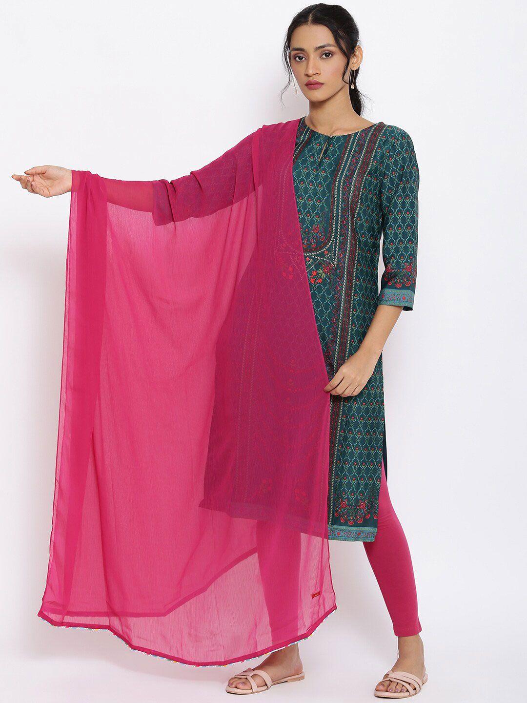 w pink solid chiffon dupatta