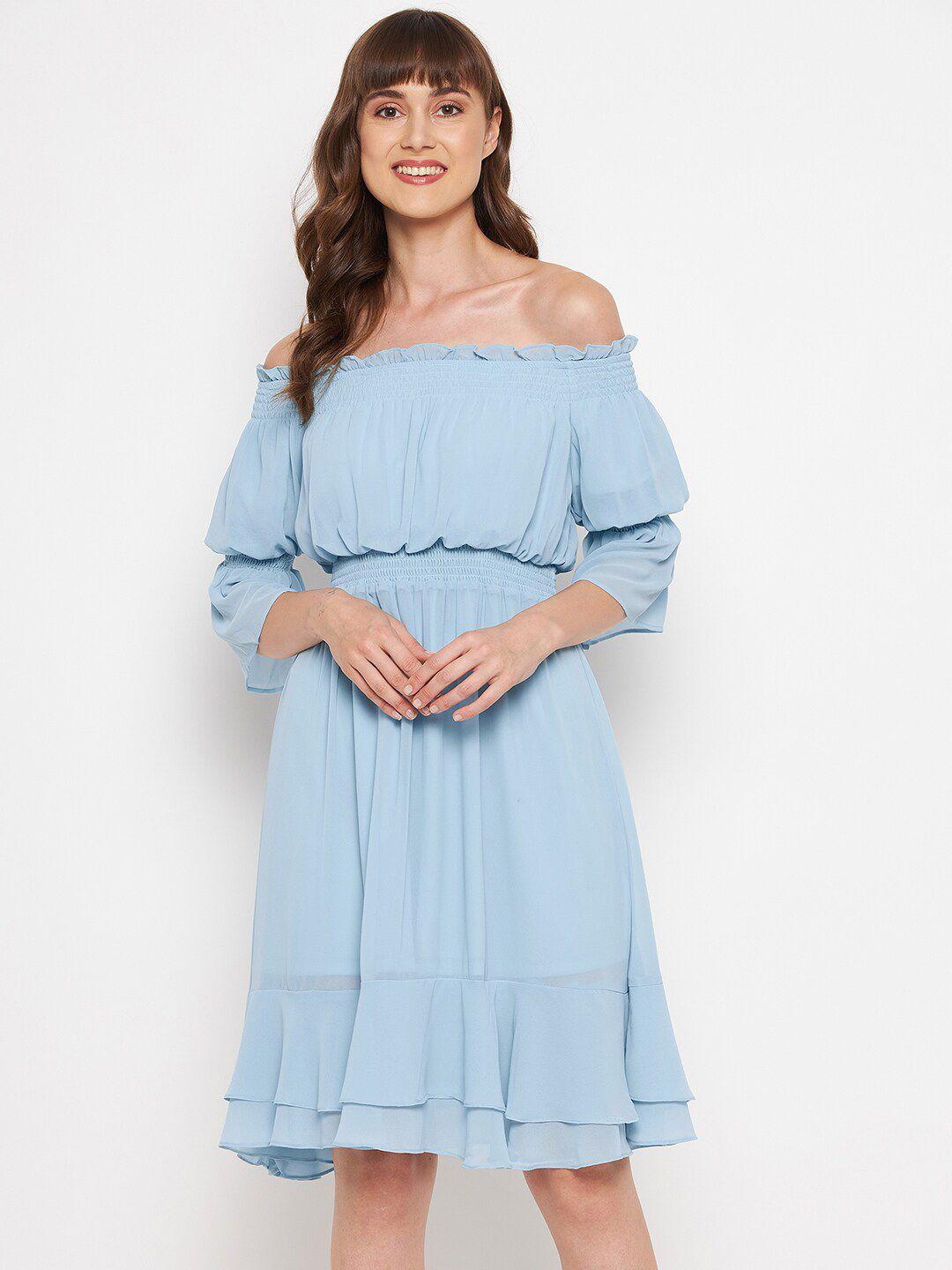 madame turquoise blue off-shoulder dress