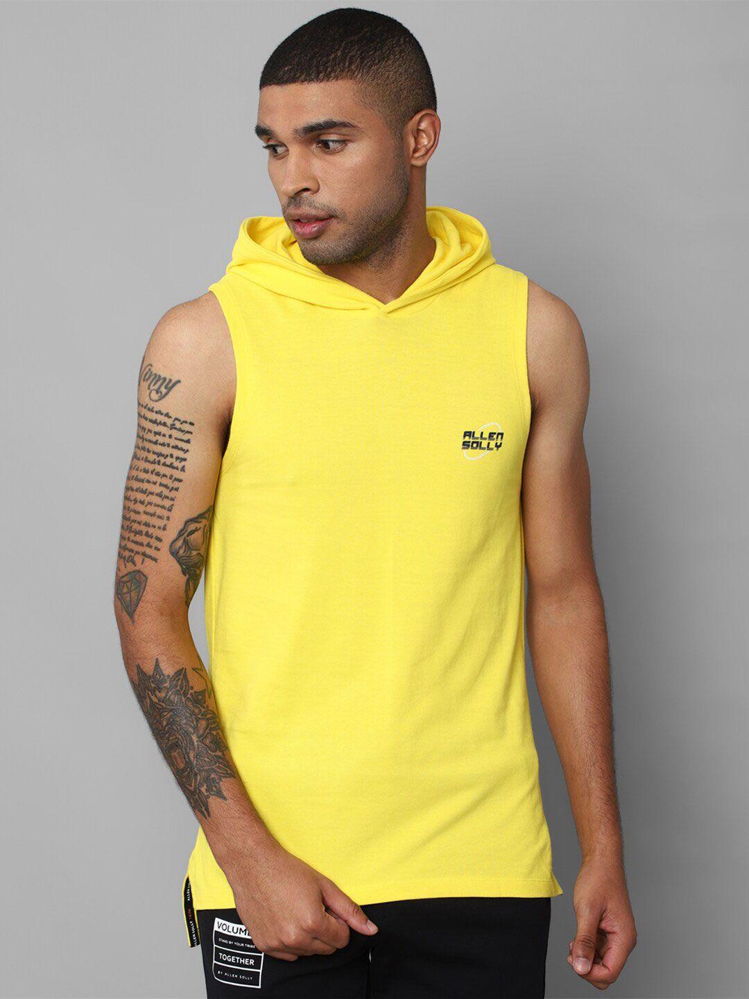 allen solly tribe men yellow & sunny solid sleeveless  t-shirt