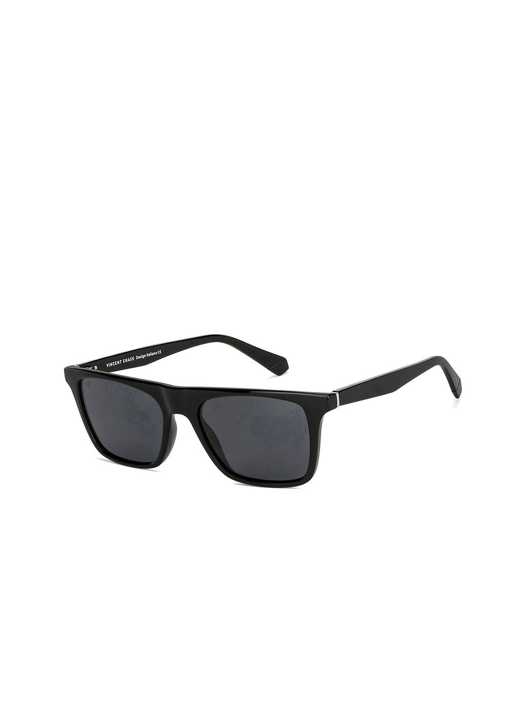 vincent chase unisex grey lens & black sunglasses with polarised and uv protected lens