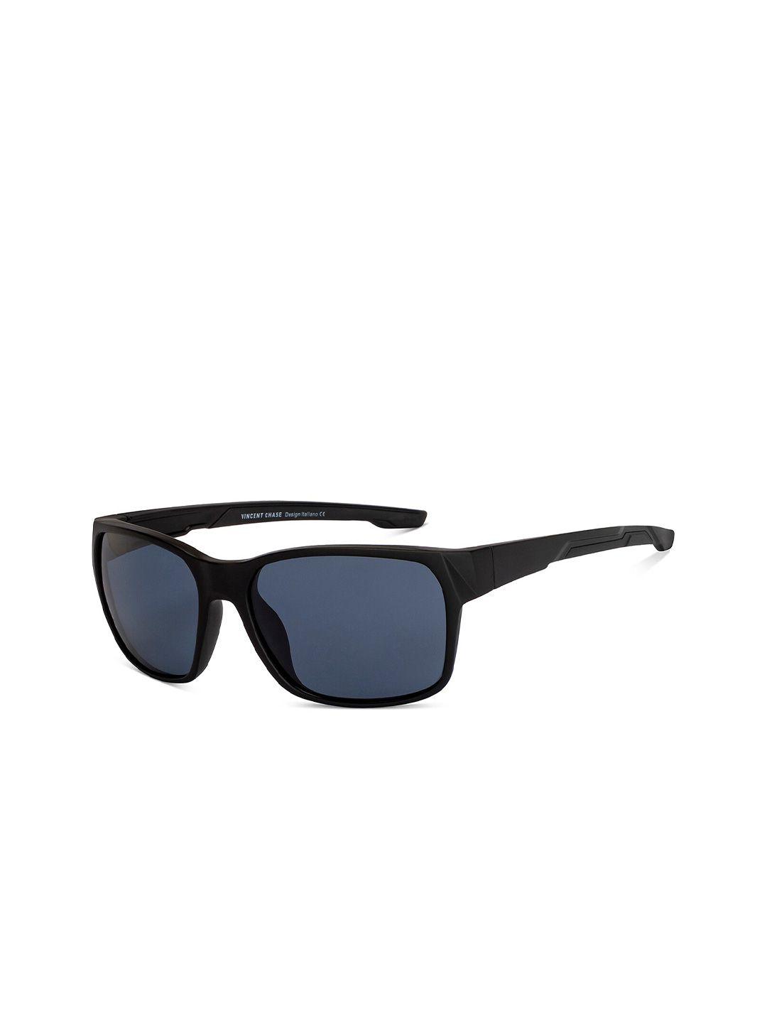 vincent chase unisex blue lens & black sports sunglasses with uv protected lens