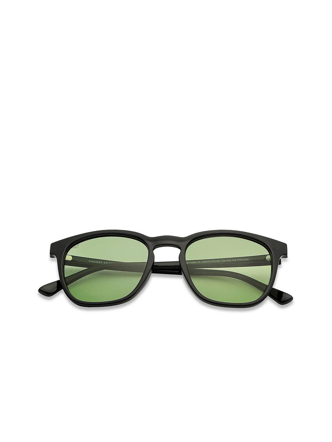 vincent chase unisex green lens & black wayfarer sunglasses with polarised and uv protected lens