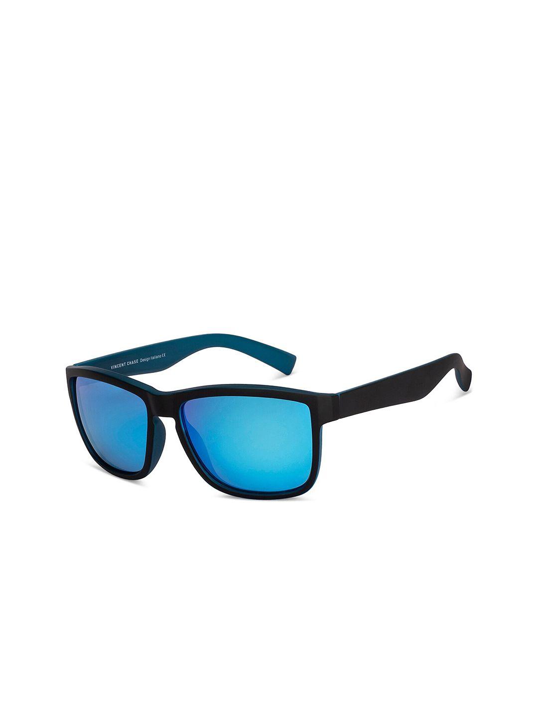 vincent chase unisex blue lens & black sports sunglasses with uv protected lens