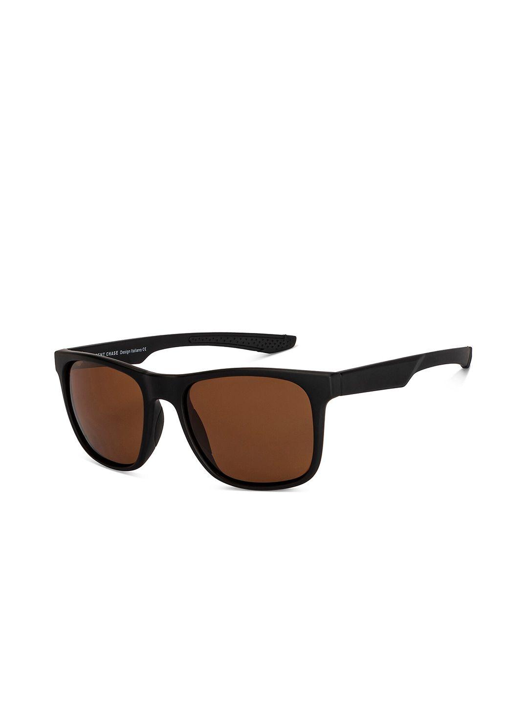 vincent chase unisex brown lens & black sports sunglasses with uv protected lens