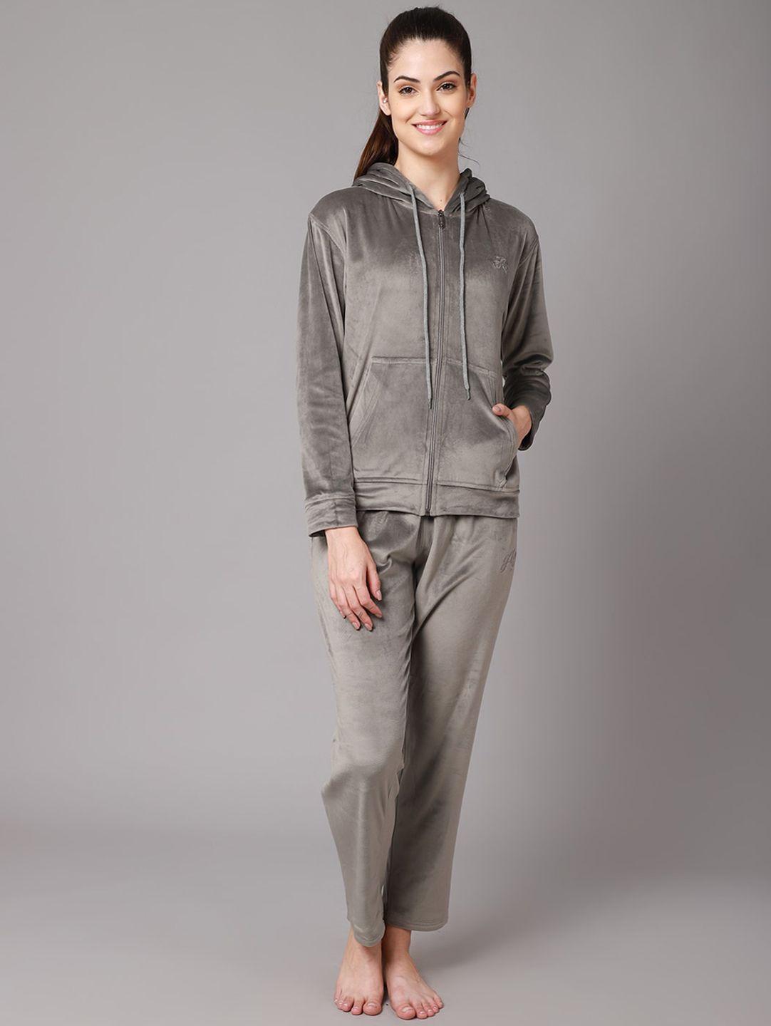 anti culture women grey solid tracksuits