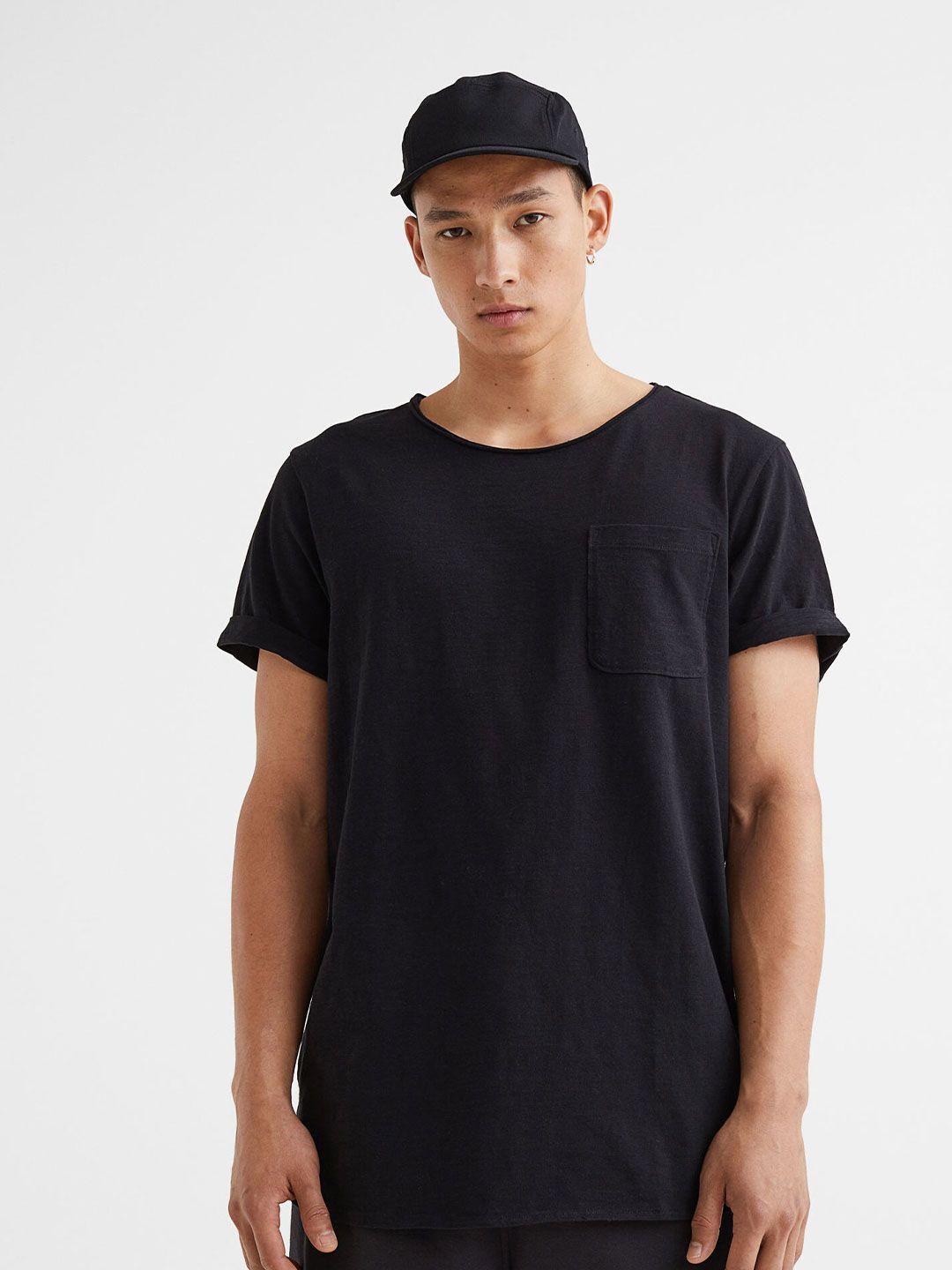 h&m men black long t-shirt