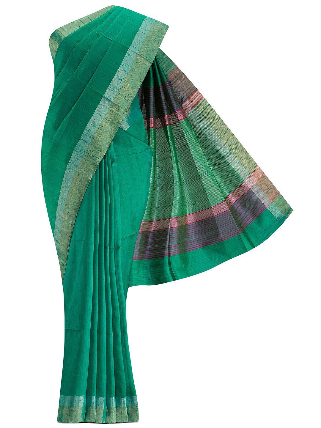 nalli next green & pink silk blend saree