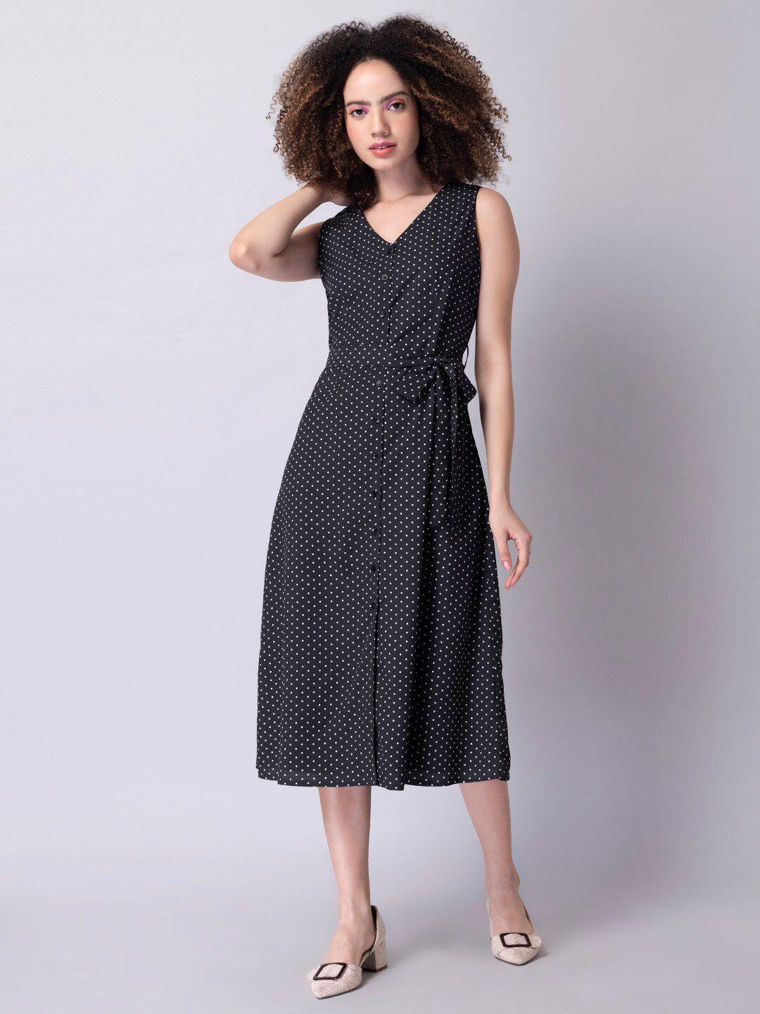 faballey black & white crepe midi dress