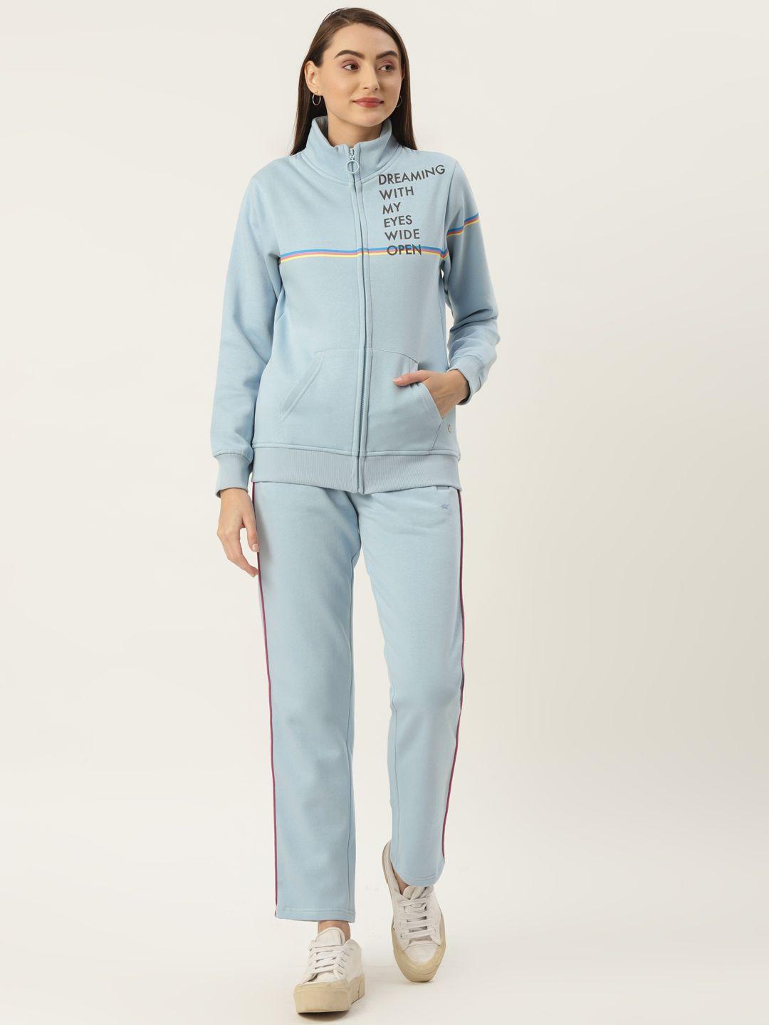 monte carlo women blue printed detail tracksuit