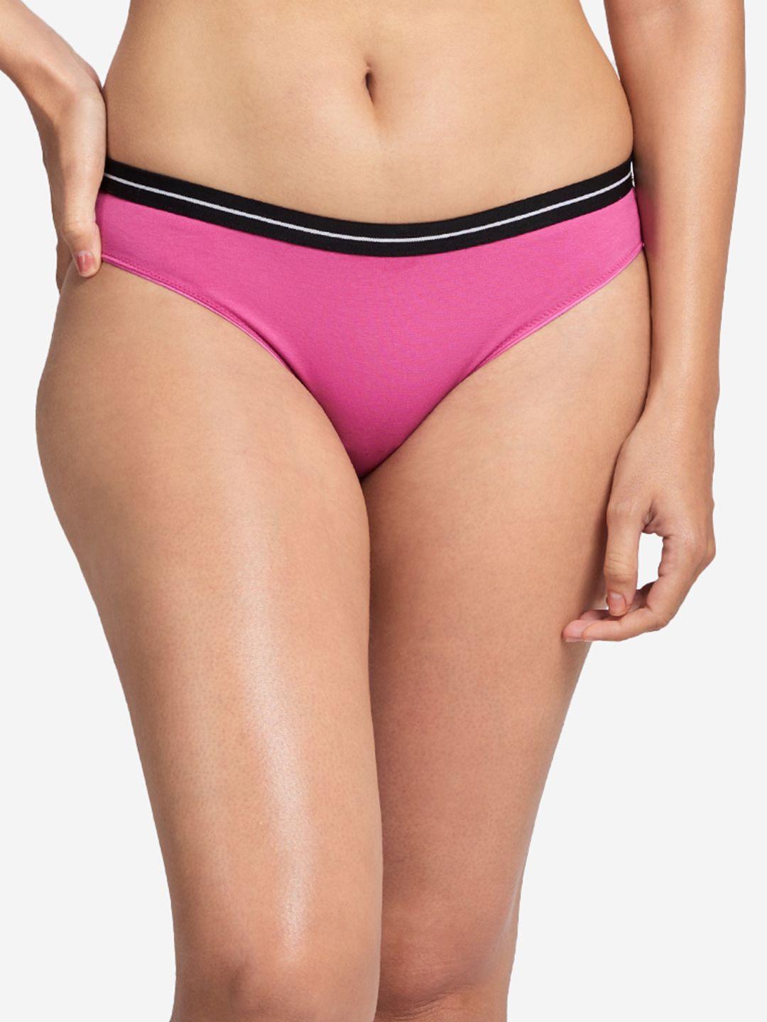 the souled store women pink solid mid-rise bikini briefs