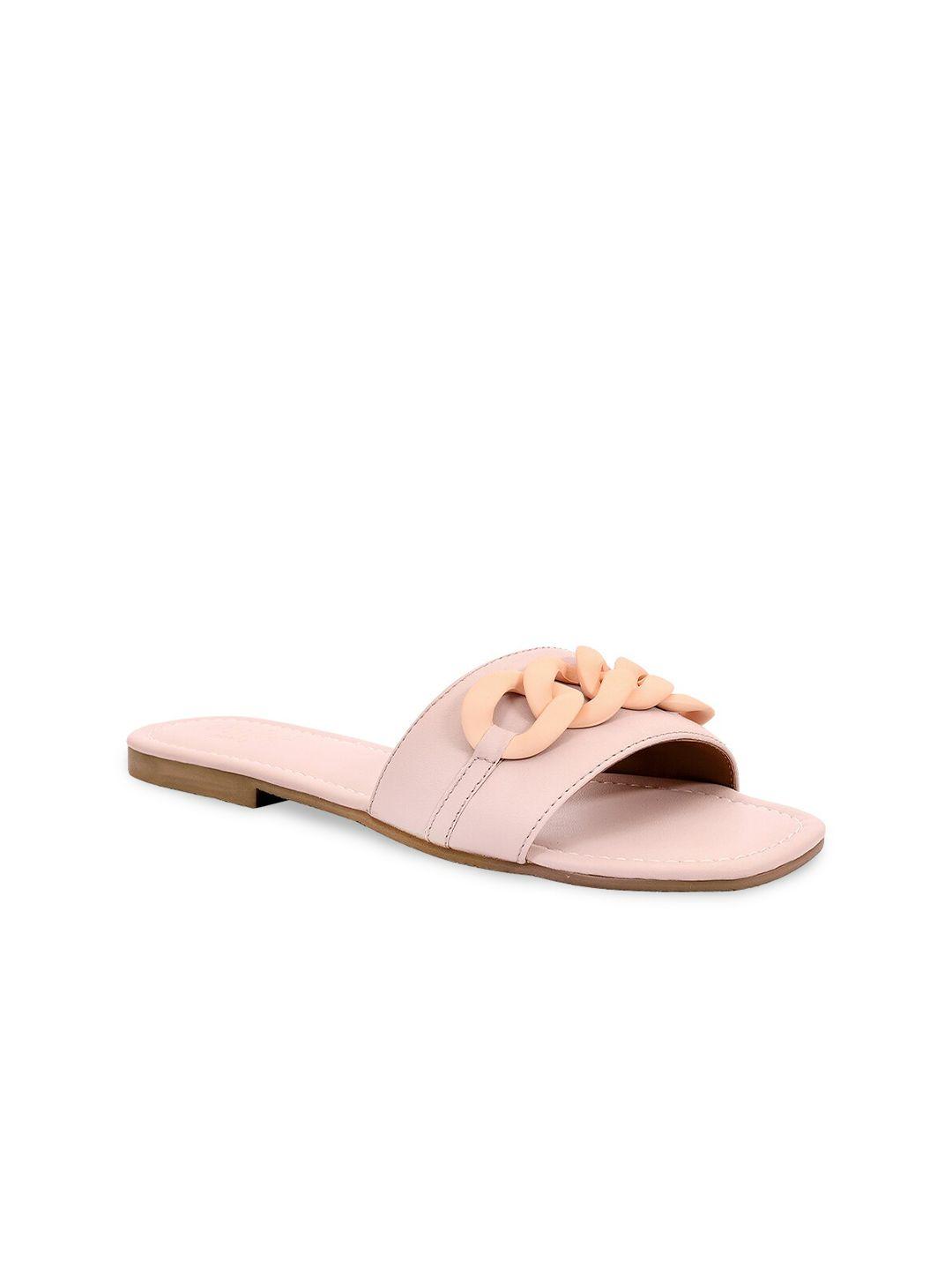 eske women rose pink embellished open toe flats