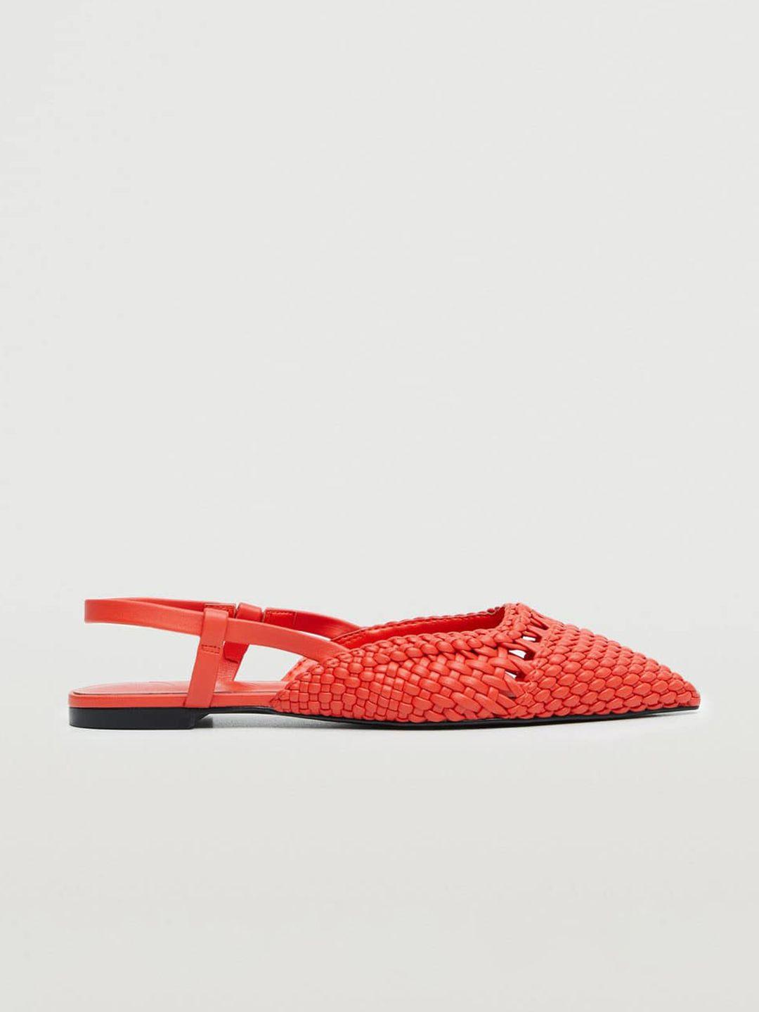 mango women red woven design mules