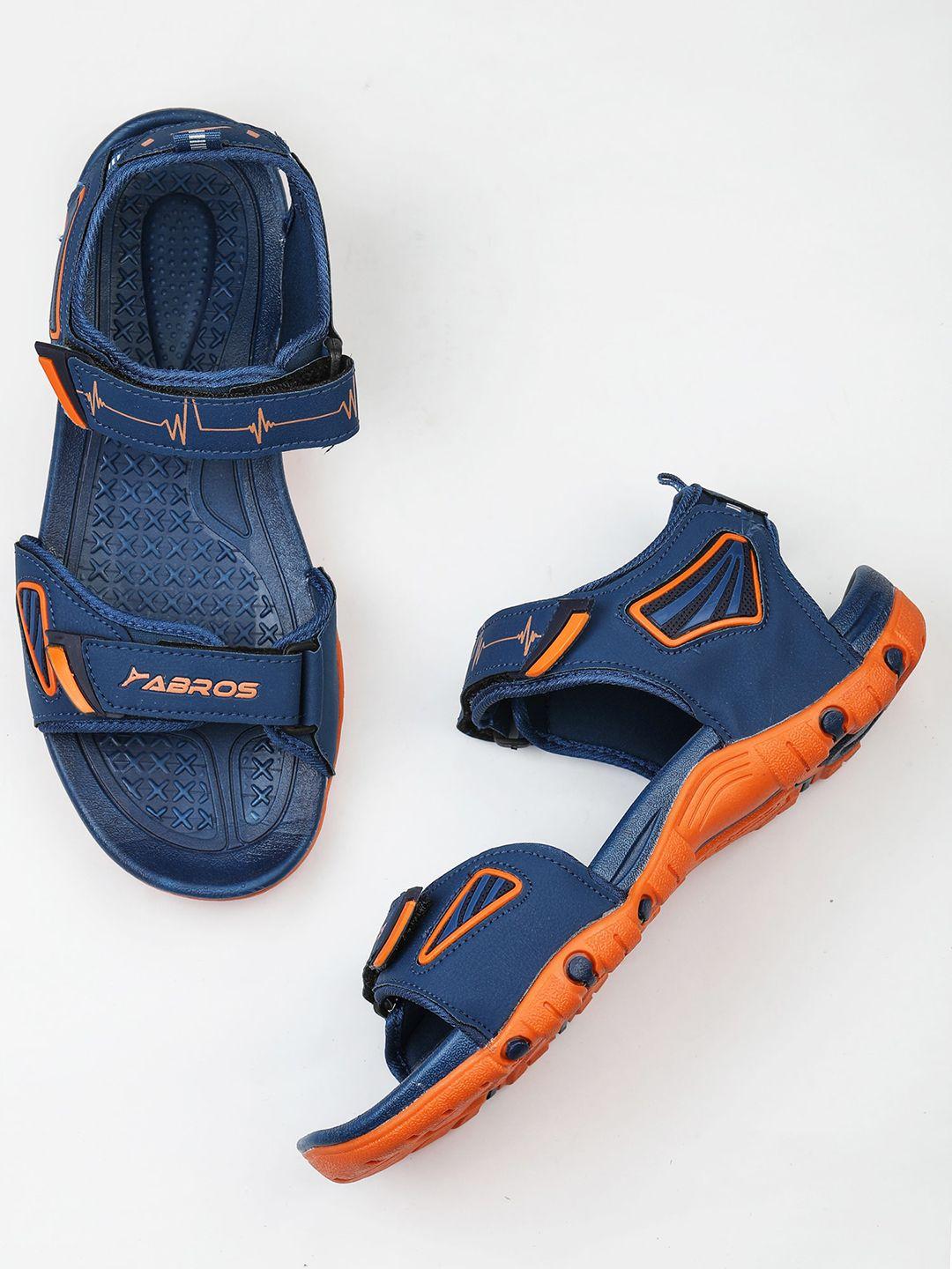 abros men blue & orange solid sports sandals