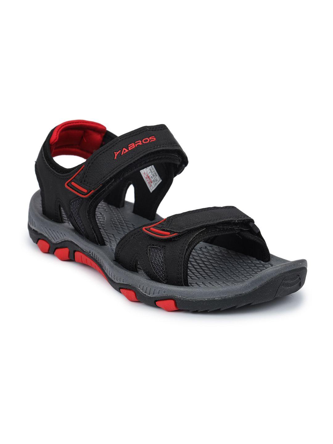 abros men black & red solid sports sandals