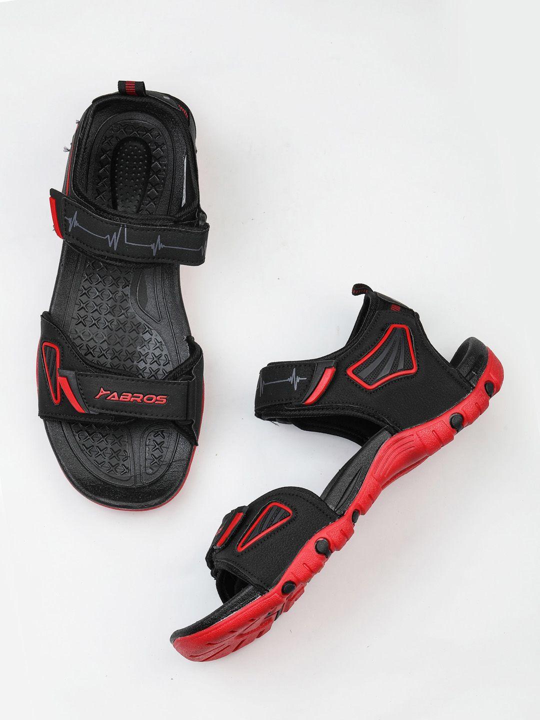 abros men black patterned sports sandals