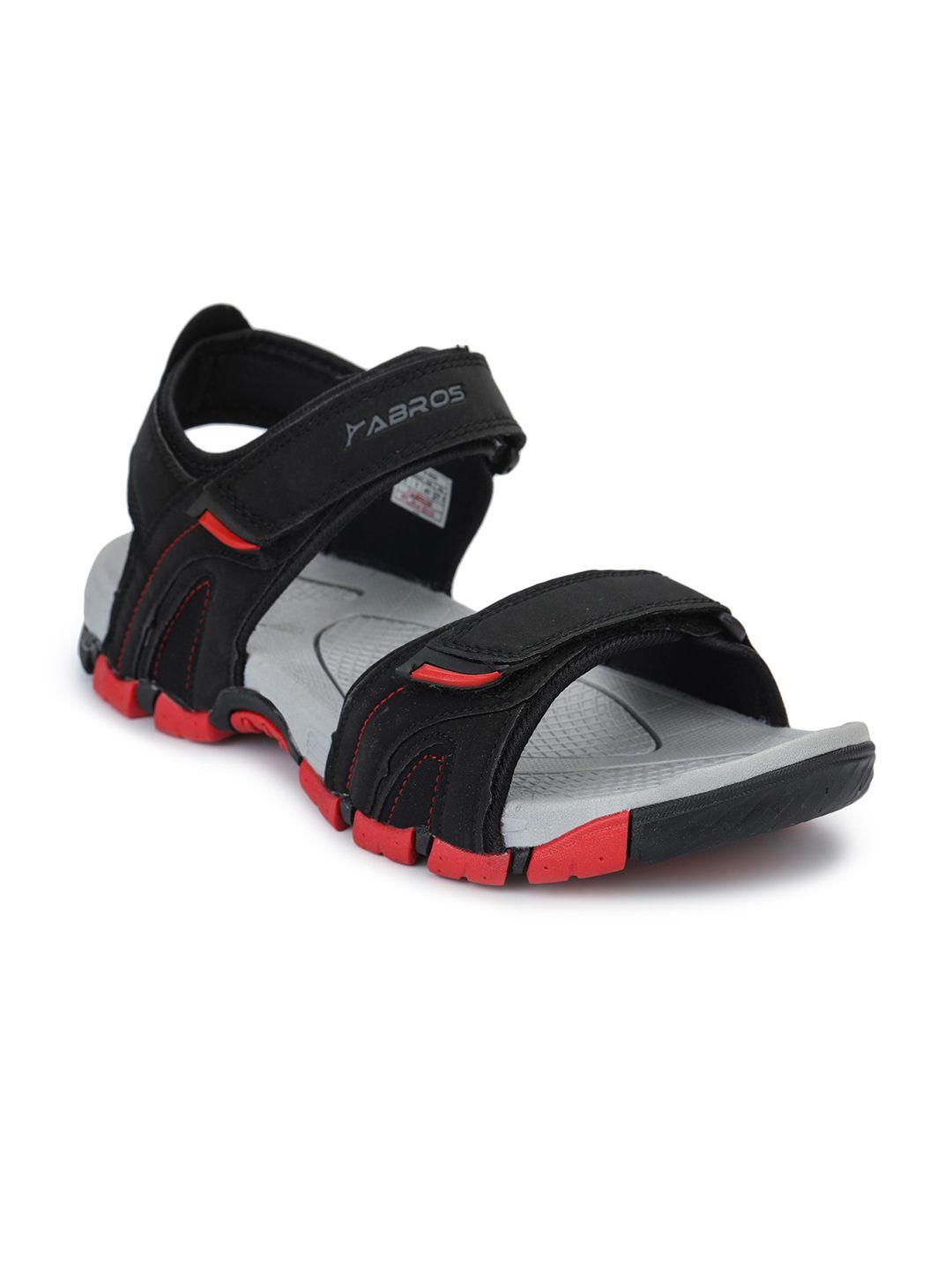 abros men black & red solid sports sandals