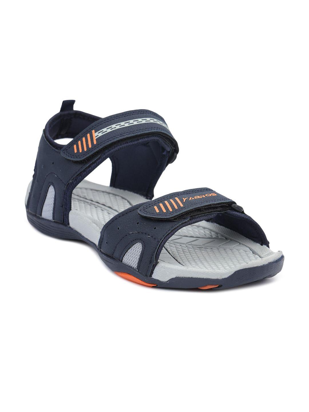 abros men navy-blue solid sports sandals