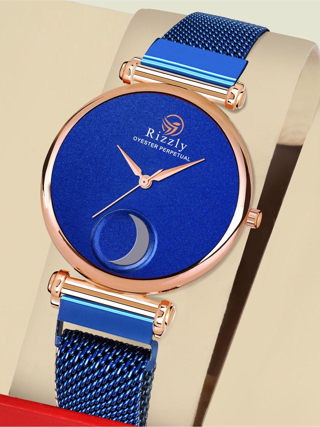 septem women blue dial & blue stainless steel bracelet style straps analogue watch