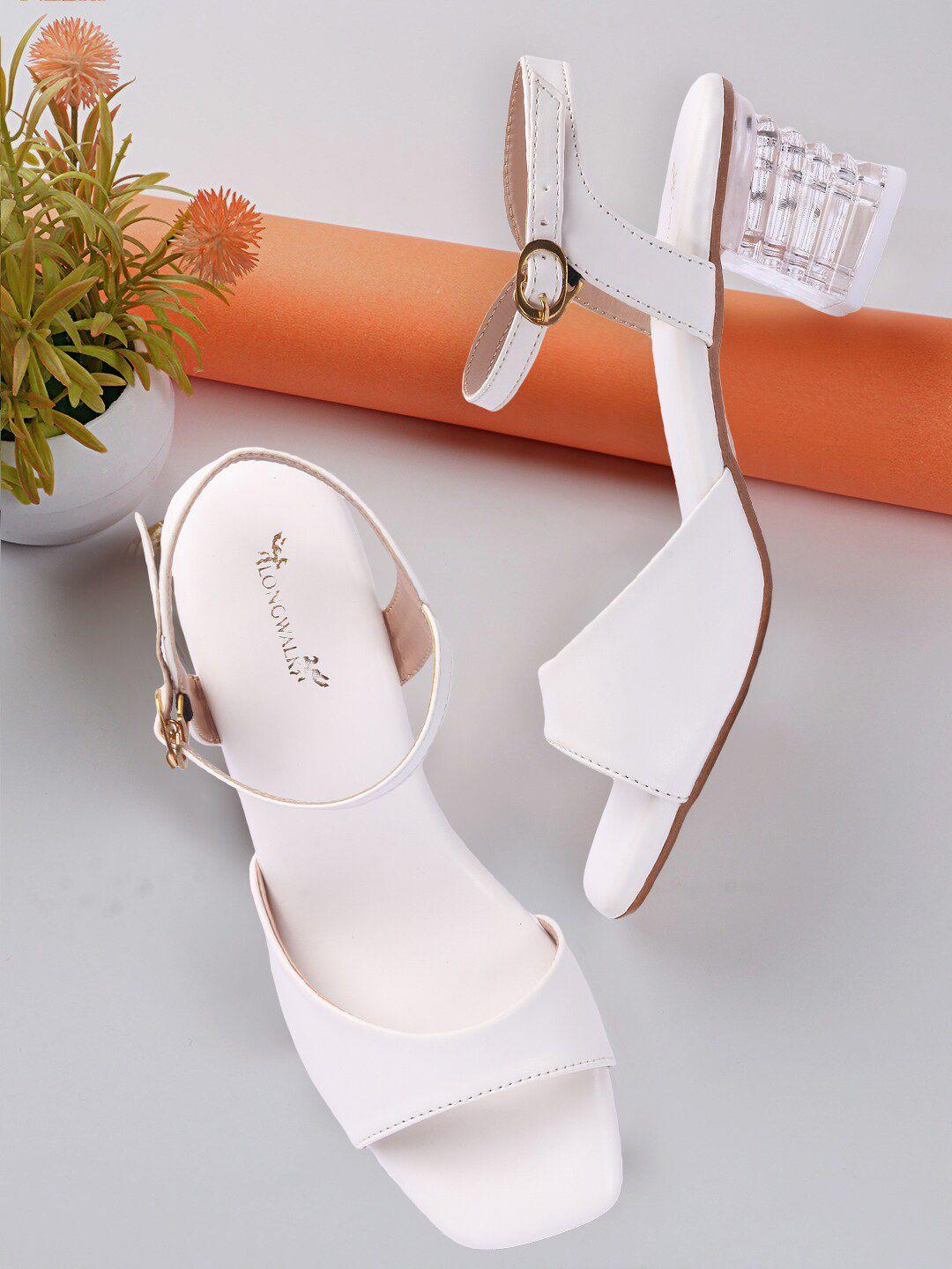 longwalk white block sandals