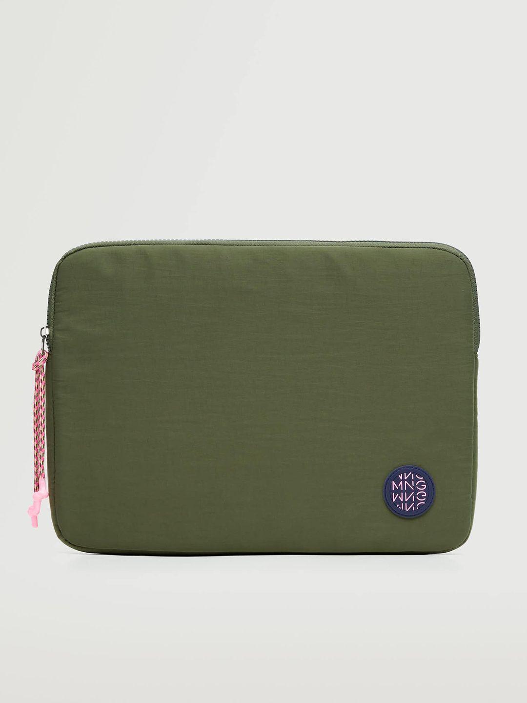 mango women olive green padded laptop sleeve