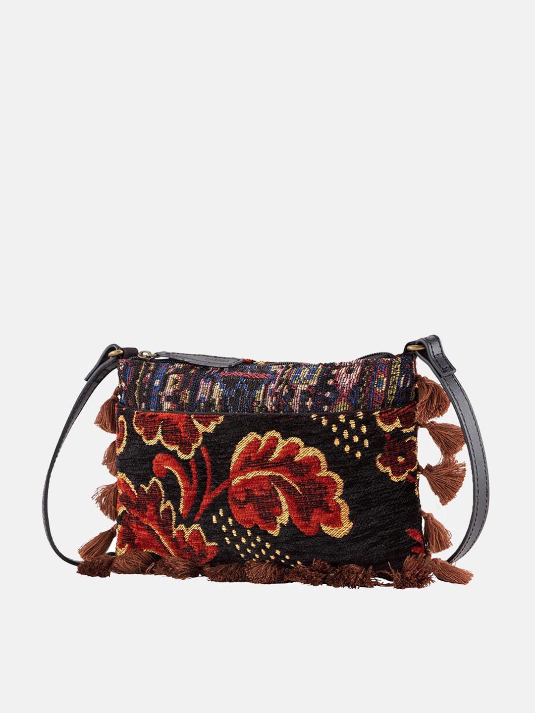 carpisa black floral  shoulder bag