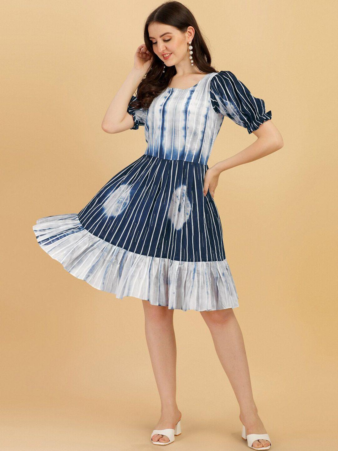 vidraa western store women navy blue & white striped dress