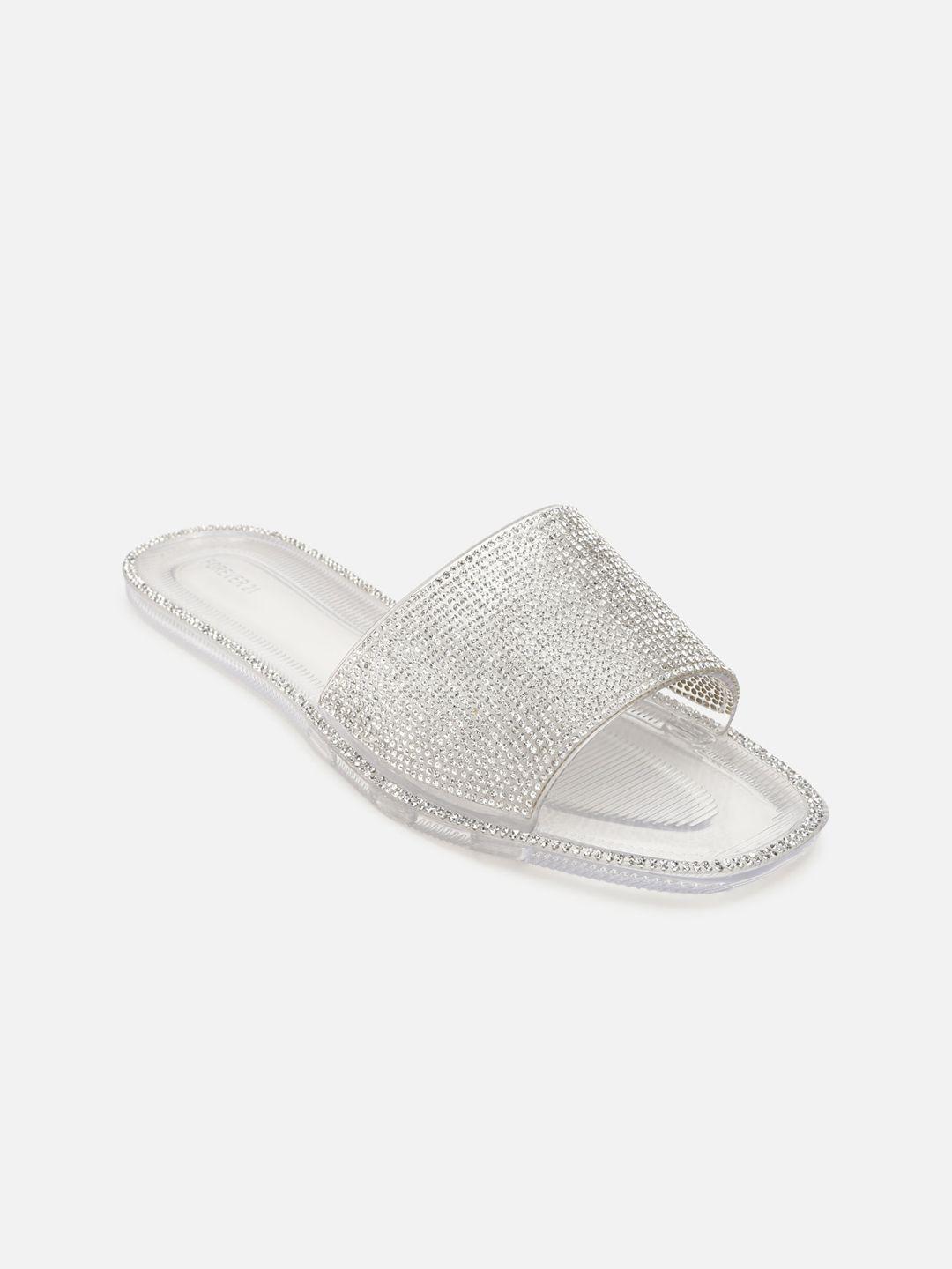 forever 21 women silver-toned textured flats