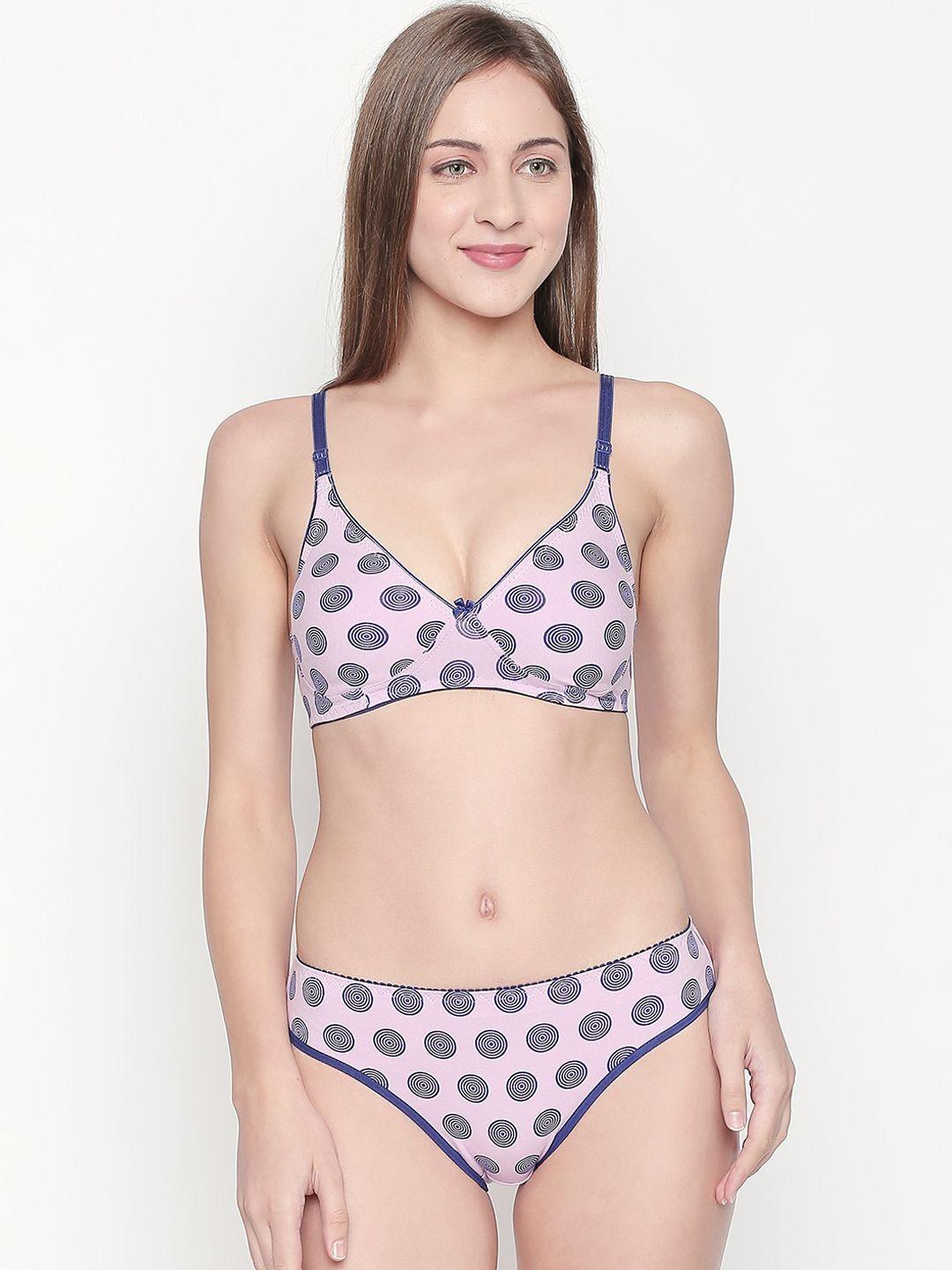 lady love women lavender printed lingerie set