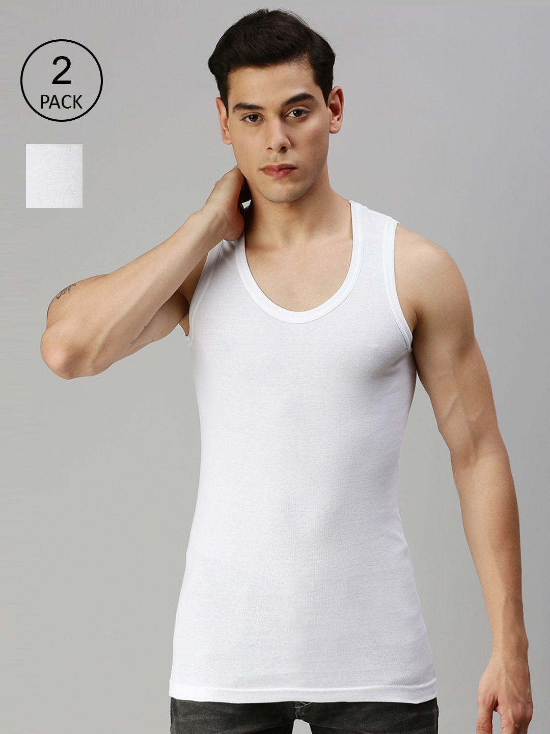 onn pack of 2 white cotton innerwear vests