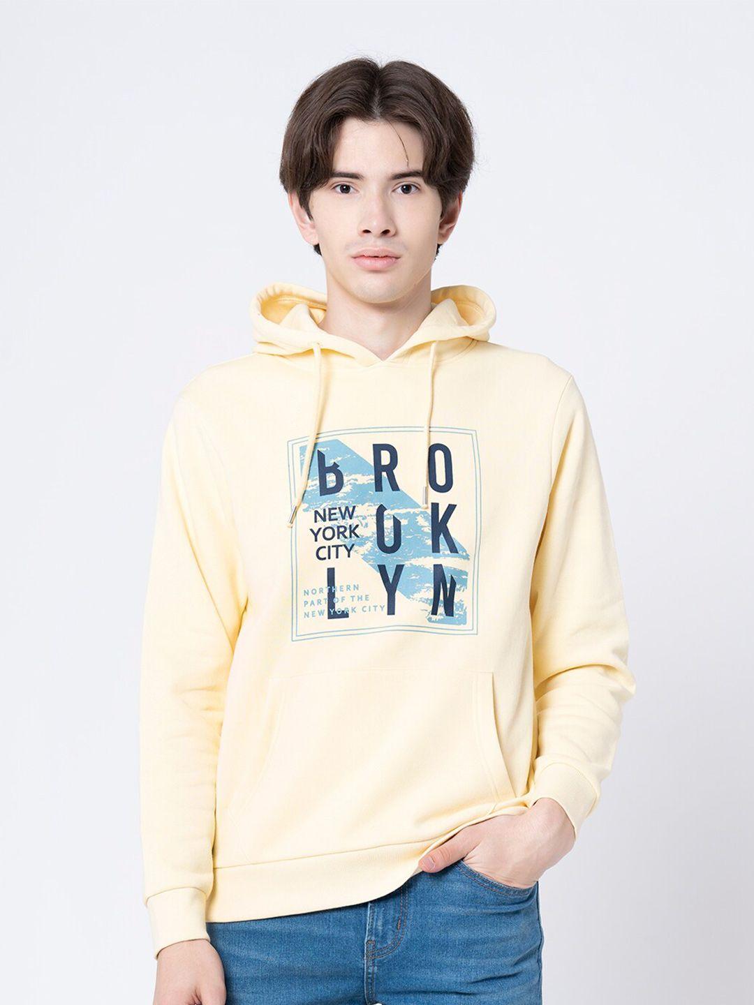 red tape men yellow graphic printed hoodie